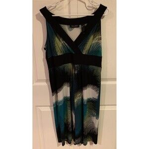 Axcess Liz Claiborne Womens Dress Large L Short Maxi Geometric Stretch